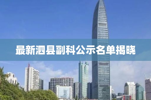最新泗縣副科公示名單揭曉