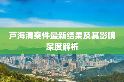 蘆海清案件最新結果及其影響深度解析