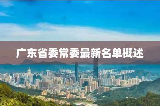 廣東省委常委最新名單概述
